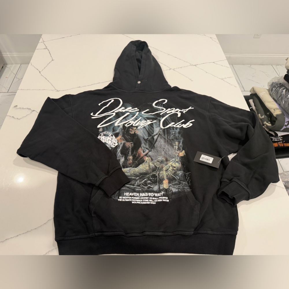 Darc Sport Black Hoodie with Script and Artwork
